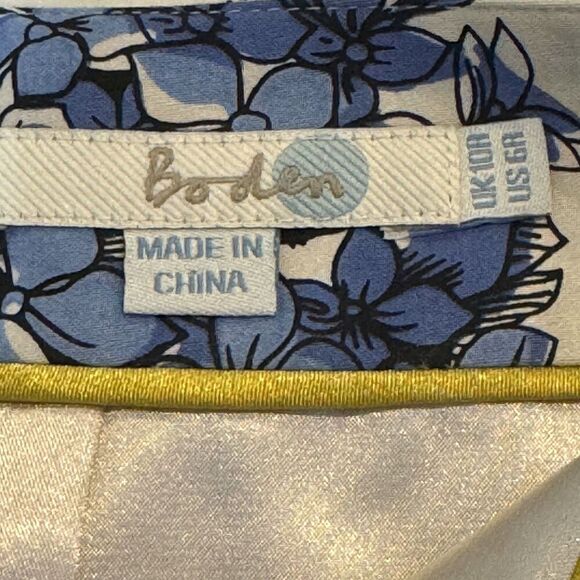 Boden Skirt Womens 6 Ivory Floral Bird Pencil Cotton Blend Lined 25.5" Midi - Picture 2 of 9